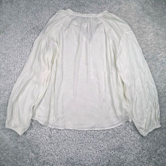 J. Crew Long Sleeve Drapey Popover Blouse Shirt Ivory NEW DEFECTS - Picture 2 of 7